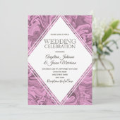 Faire invitation de mariage moderne rose marbré (Debout devant)