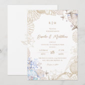 Faire invitation de mariage moderne sur la plage c (Devant / Derrière)