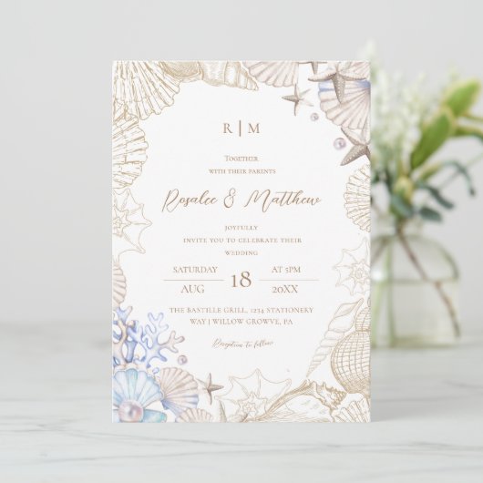 Faire invitation de mariage moderne sur la plage c (Debout devant)