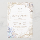 Faire invitation de mariage moderne sur la plage c (Devant)