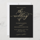 Faire Invitation de Mariage Noir Calligraphie Or É (Devant)