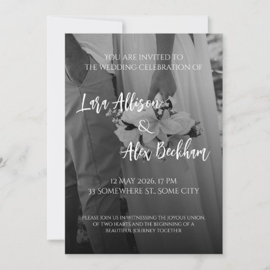 Faire invitation de mariage noir et blanc (Devant)