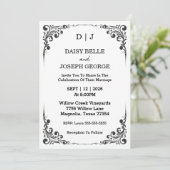 Faire invitation de mariage noir et blanc (Debout devant)