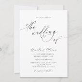 Faire invitation de mariage noir et blanc (Devant)