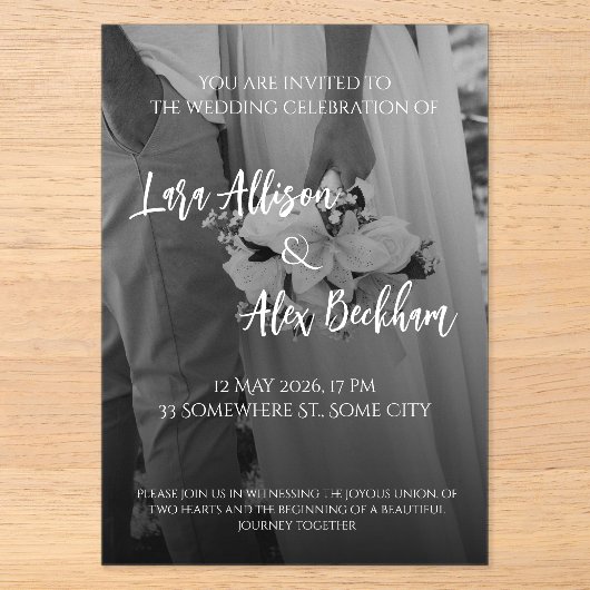 Faire invitation de mariage noir et blanc (Recto)