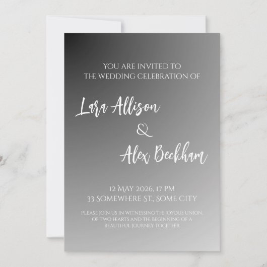 Faire invitation de mariage noir et blanc 2.0 (Devant)