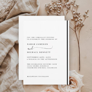 Faire invitation de mariage noir et blanc classiqu