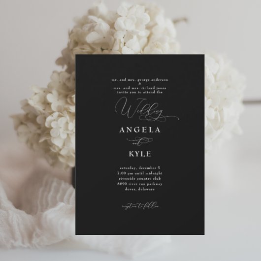 Faire invitation de mariage noir et blanc II