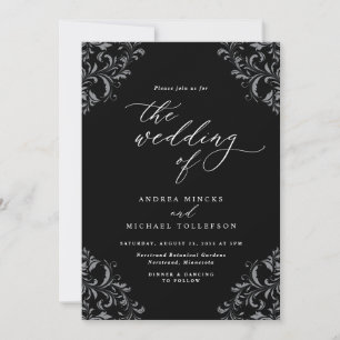 Faire invitation de mariage noir et blanc vintage