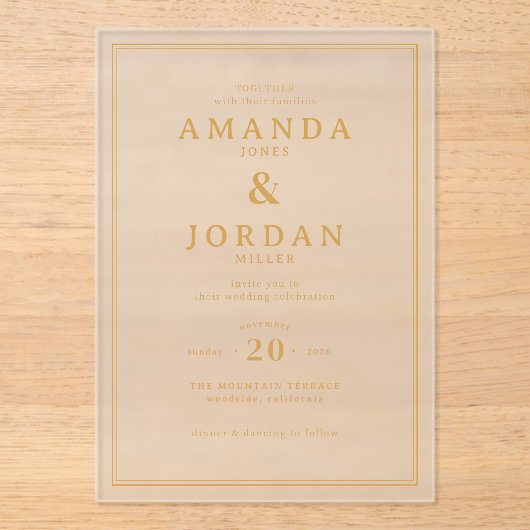 Faire invitation de mariage noir et or (Recto)