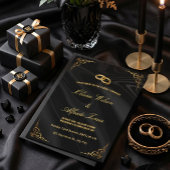 Faire invitation de mariage noir et or