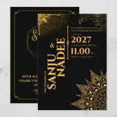 Faire invitation de mariage noir et or (Devant / Derrière)