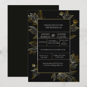 Faire invitation de mariage noir or (Devant / Derrière)