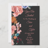 Faire invitation de mariage, noir, rose, bleu (Devant)