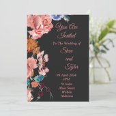 Faire invitation de mariage, noir, rose, bleu (Debout devant)