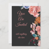 Faire invitation de mariage, noir, rose, bleu (Dos)