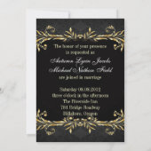 Faire invitation de mariage noire et or élégante e (Dos)