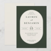 Faire invitation de mariage ovale vert élégant (Devant / Derrière)