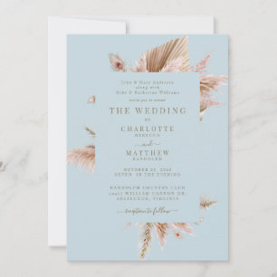 Faire invitation de mariage Pampas Menthe Élégant