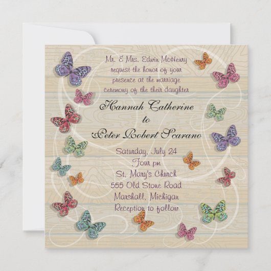 Faire Invitation de Mariage Papillon (Devant)