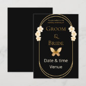 Faire invitation de mariage papillon doré (Devant / Derrière)