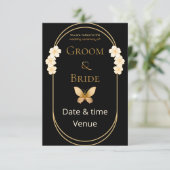 Faire invitation de mariage papillon doré (Debout devant)