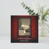 Faire invitation de mariage photo en damassé borde (Debout devant)