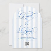 Faire invitation de mariage rayé bleu élégant simp (Dos)