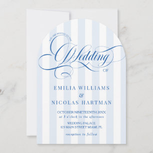 Faire invitation de mariage rayé bleu élégant simp