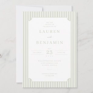 Faire invitation de mariage rayée au sage élégant