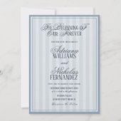 Faire invitation de mariage rayée bleue (Devant)
