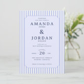 Faire invitation de mariage rayée bleue (Debout devant)