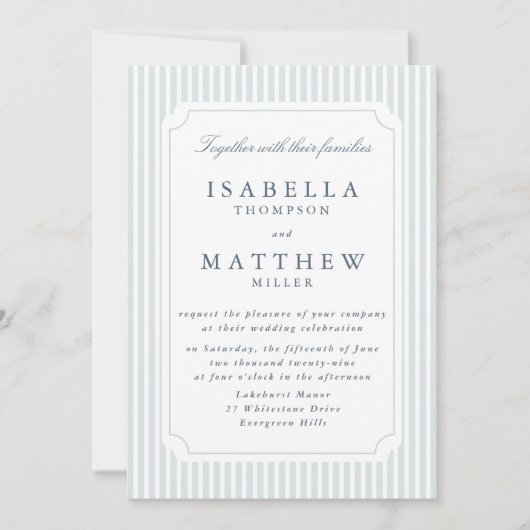 Faire invitation de mariage rayée Cadre classique (Devant)