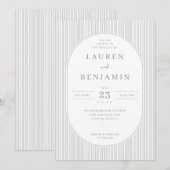 Faire invitation de mariage rayée grise (Devant / Derrière)
