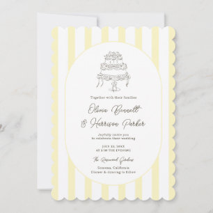 Faire invitation de mariage rayée jaune avec fanta