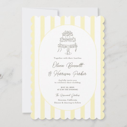 Faire invitation de mariage rayée jaune avec fanta (Devant)