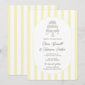 Faire invitation de mariage rayée jaune minimalist (Devant / Derrière)