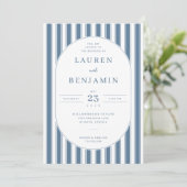Faire invitation de mariage rayée marine (Debout devant)