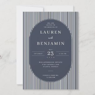 Faire invitation de mariage rayée marine élégante