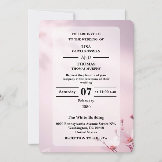 Faire Invitation de Mariage Rêveuse au Lavande (Devant)