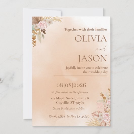 Faire invitation de mariage romantique (Devant)