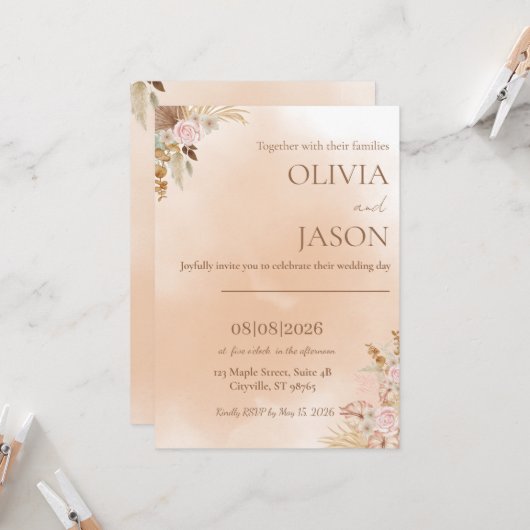 Faire invitation de mariage romantique (Devant/Arrière en situation)