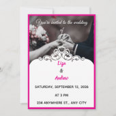 Faire invitation de mariage rose  (Devant)