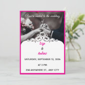 Faire invitation de mariage rose  (Debout devant)