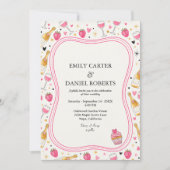 Faire invitation de mariage rose aux fraises (Devant)