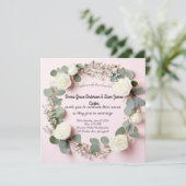 Faire invitation de mariage Rose Blanche & Eucalyp (Debout devant)