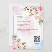 Faire invitation de mariage rose doré Fleur de cer (Dos)
