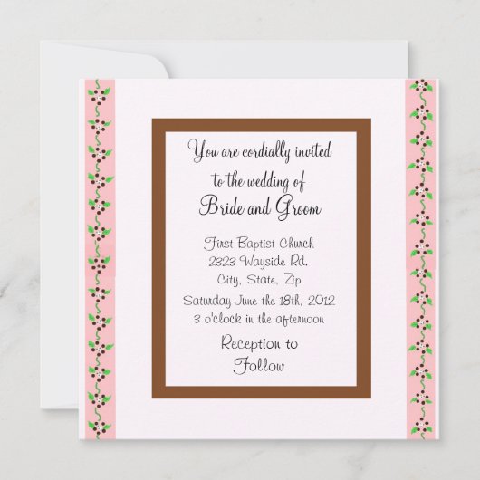 Faire invitation de mariage rose et chocolat (Devant)