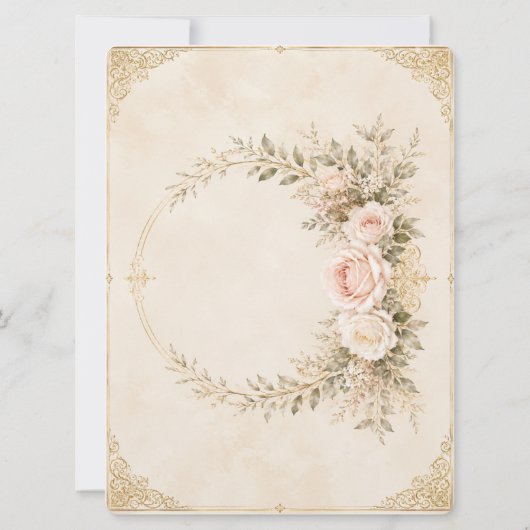 Faire invitation de mariage rose et or | (Dos)
