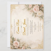 Faire invitation de mariage rose et or | (Devant)